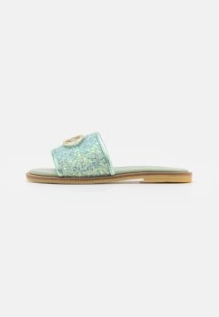 TWINSET Ciabattina - Sandalias Planas - Glitter Acquamarina