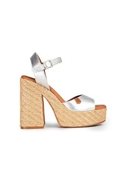 Monsul Laminado - Sandalias De Tacón - Plata