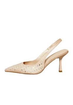 Diamante Heel Court- Zapatos Altos - Light Beige